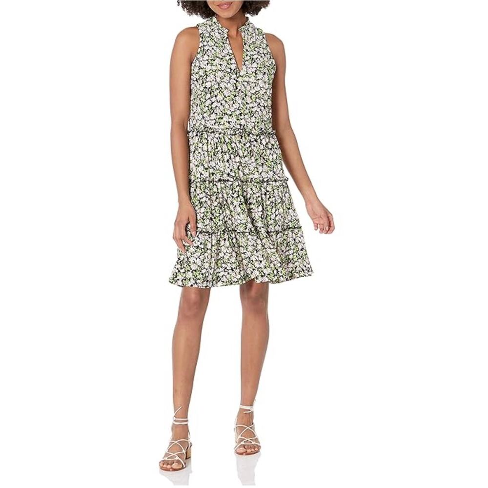 Tommy Hilfiger Floral Multi-Color Tiered Shift Dress Size 6 Womens Sleeveless